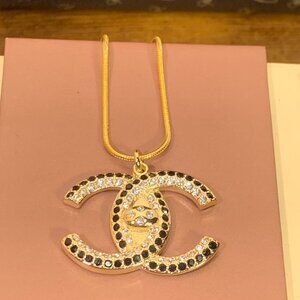 Black & Gold  Turnlock Chanel  Bag Charm  Necklace